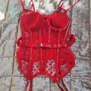 Victoria's Secret Red Lace Corset Bra